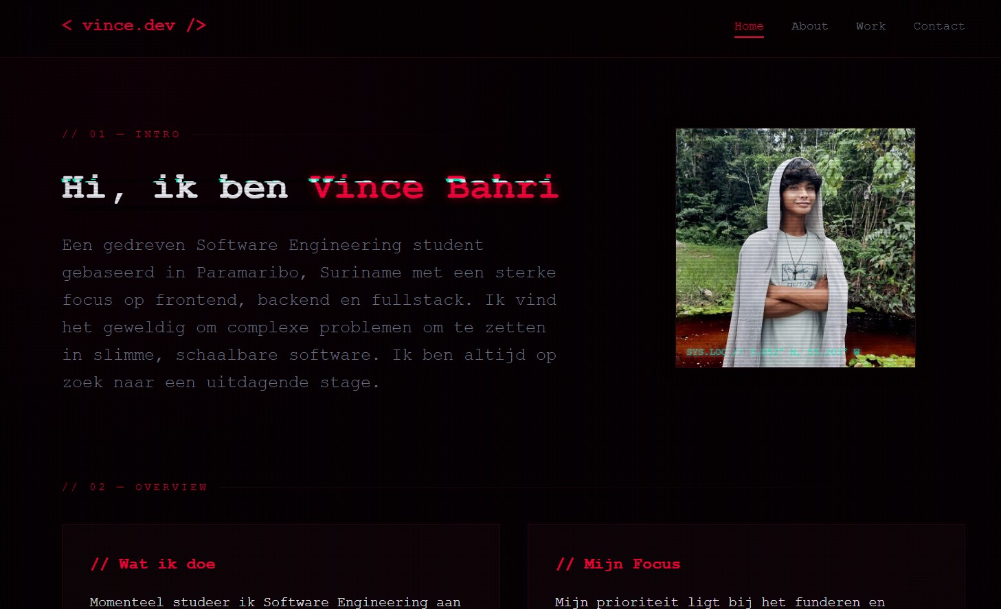 Screenshot of the portfolio website